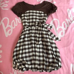 ◆BURBERRY BLUE LABEL◆BROWN GINGHAM BALLOON DRESS